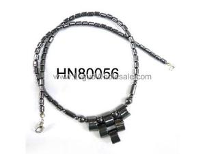 Hematite Teeths Pendants Beads Stone Chain Statement Bib Choker Fashion Necklace